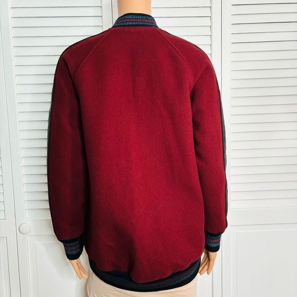 COACH Runway Collection Burgundy Oversized Varsity Jacket Size XS
