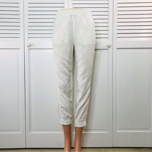 J. Crew White Linen Cropped Pants Size 0