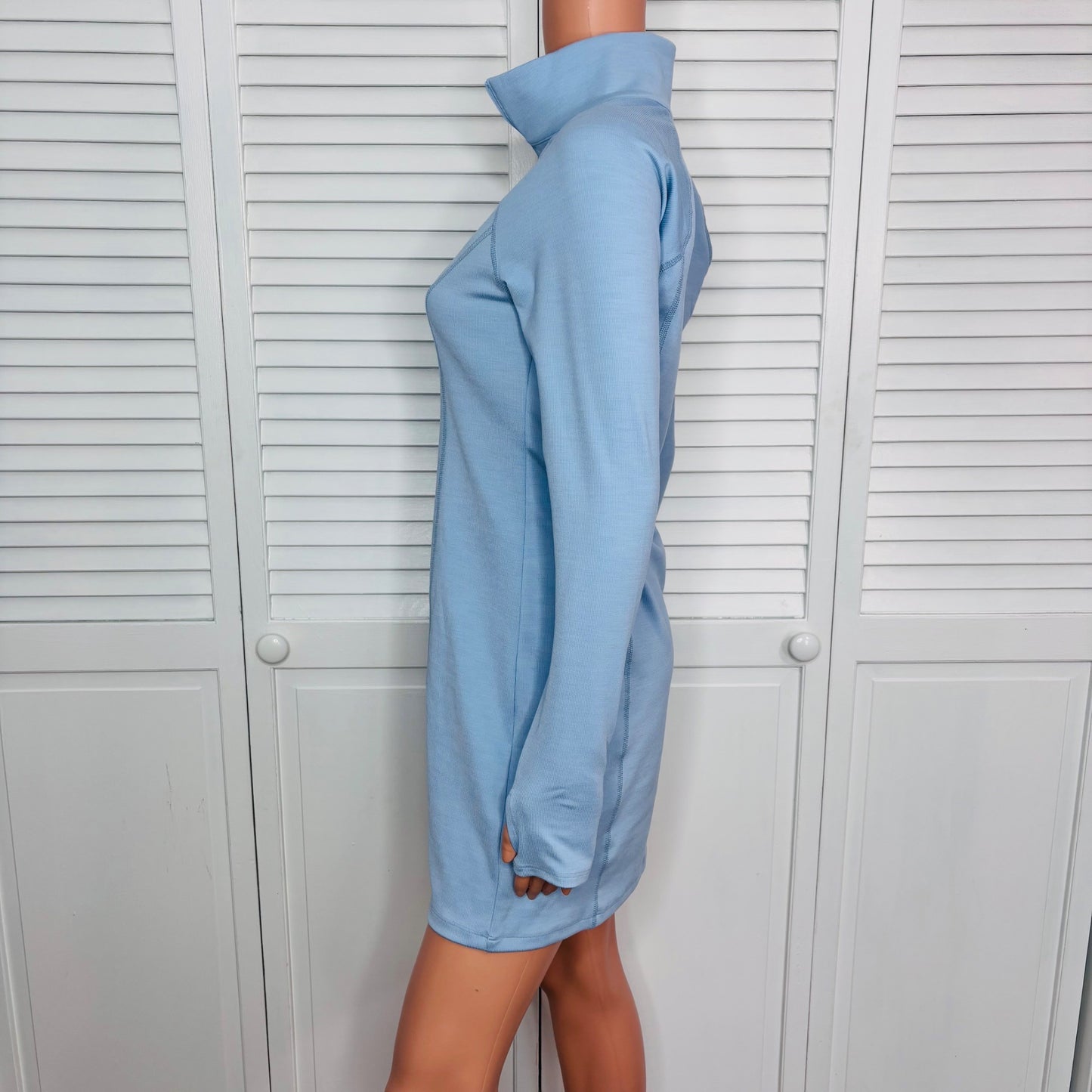 BEYOND YOGA Heather Rib Westside Dress in Hazy Sky Size Small