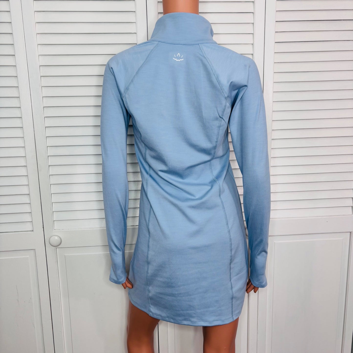 BEYOND YOGA Heather Rib Westside Dress in Hazy Sky Size Small