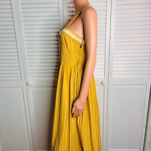 THE GREAT Yellow Striped Hourglass The Laurel Dress Size 2