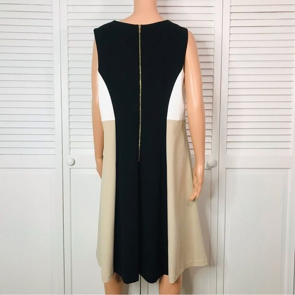 CALVIN KLEIN Color-block Sleeveless Shift Dress Size 16W