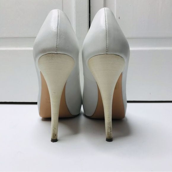 R & RENZI GIANMARCO LORENZI White Leather Stiletto Heels Size 9