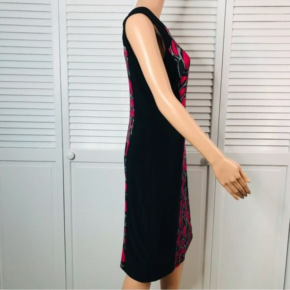 JOSEPH RIBKOFF Black Animal Print Sleeveless Shift Dress Size 10