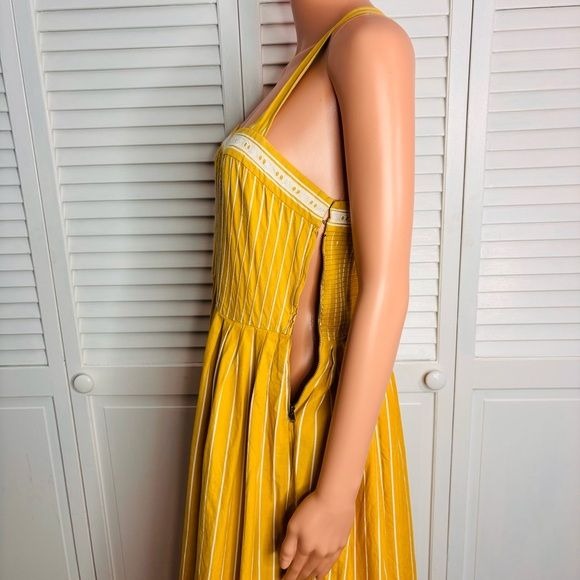 THE GREAT Yellow Striped Hourglass The Laurel Dress Size 2