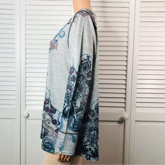 LIVE AND LET LIVE Gray Embellished Lightweight V-Neck Sweater Size 2X