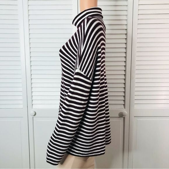 FRENCH CONNECTION Stripe Micro Ribbed Turtleneck Sweater