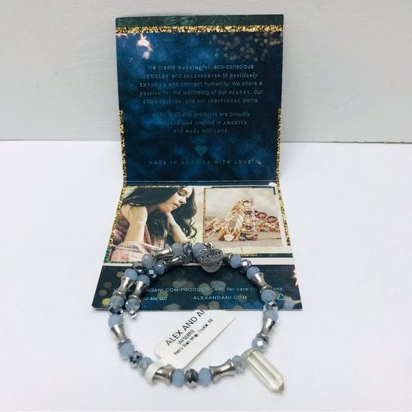 *NEW* ALEX AND ANI Retro Glam Blue Beaded Bracelet