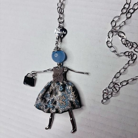 LE AMICHE Sky Blue Jade Doll Charm Necklace