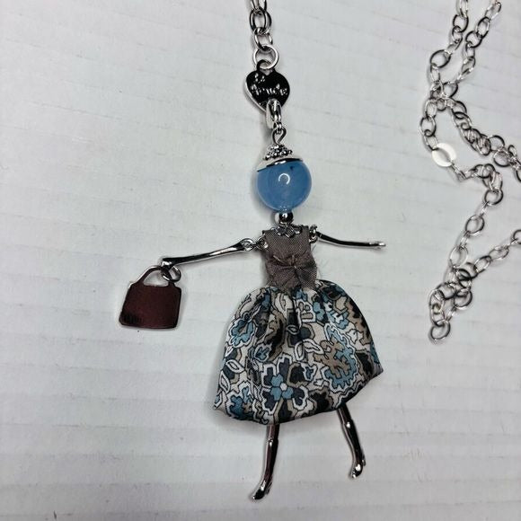LE AMICHE Sky Blue Jade Doll Charm Necklace