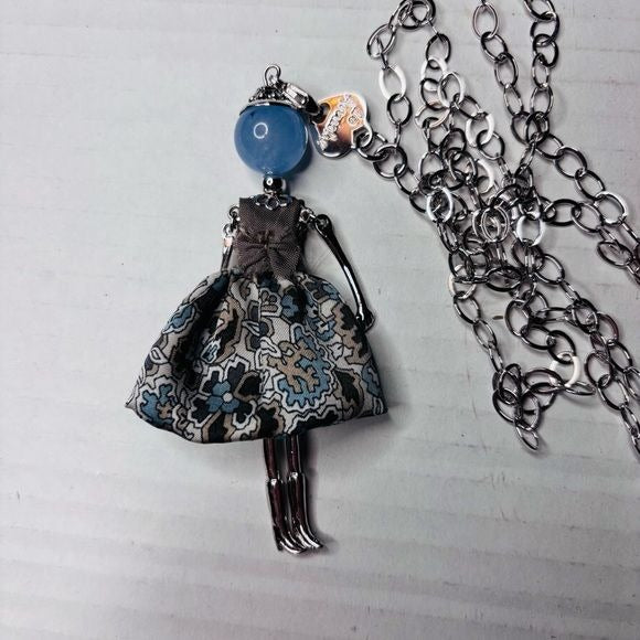 LE AMICHE Sky Blue Jade Doll Charm Necklace