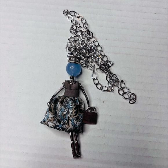 LE AMICHE Sky Blue Jade Doll Charm Necklace