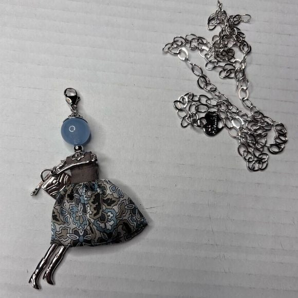 LE AMICHE Sky Blue Jade Doll Charm Necklace