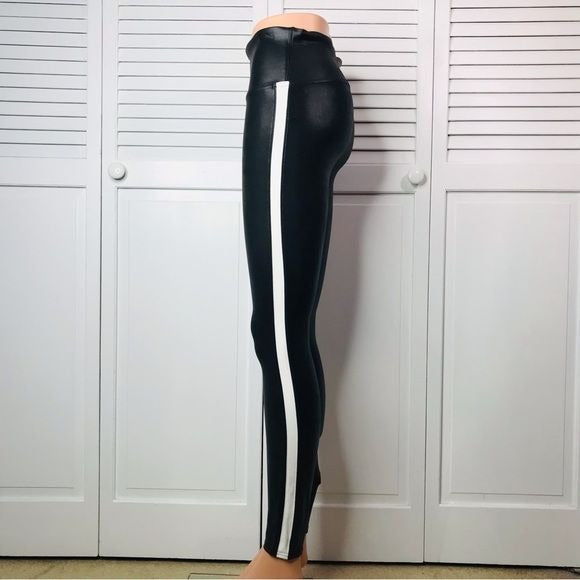 SPANX Black Faux Leather Leggings Size Medium