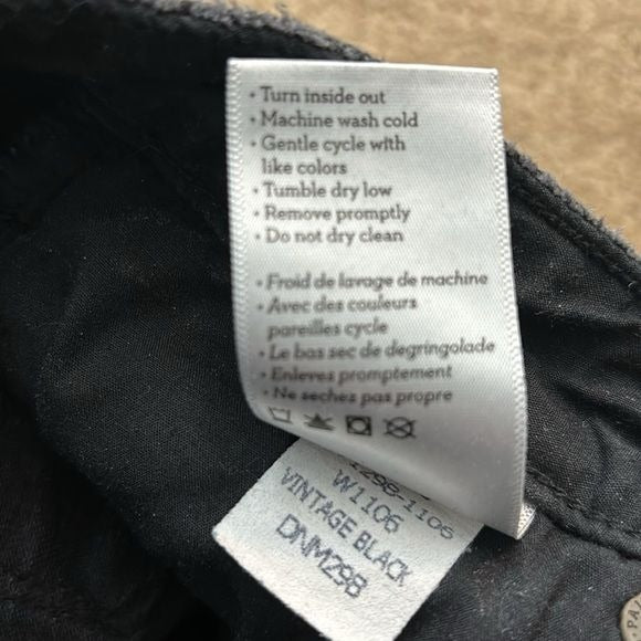 PAIGE Charcoal Black Raw Hem Skinny Jeans Size 29