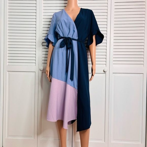 HUTCH Colorblock Wrap Dress Size Medium