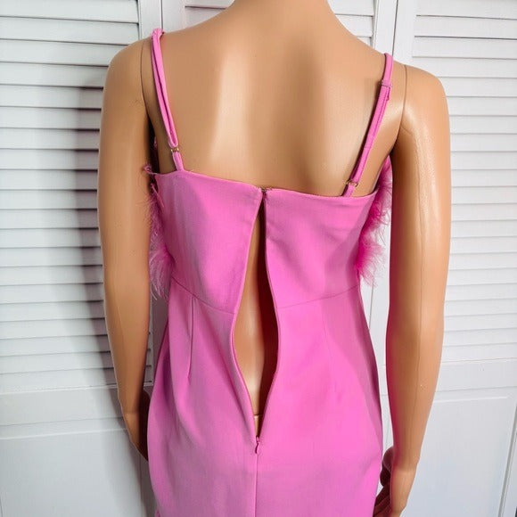 *NEW* INA Feathered Tube Dress in Pink Size Small