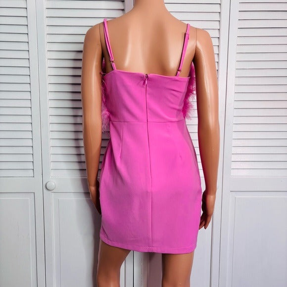 *NEW* INA Feathered Tube Dress in Pink Size Small