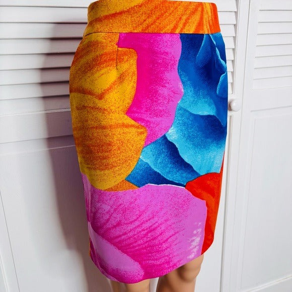 PREMISE Multicolor Abstract Print Pencil Skirt Size 6