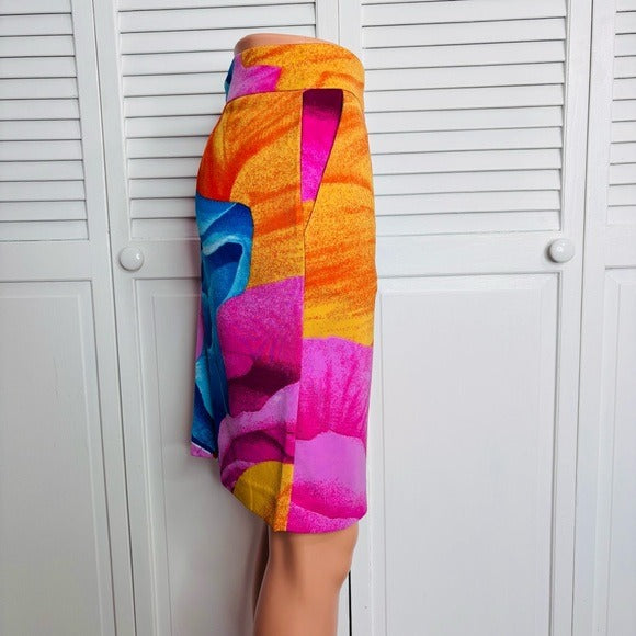 PREMISE Multicolor Abstract Print Pencil Skirt Size 6