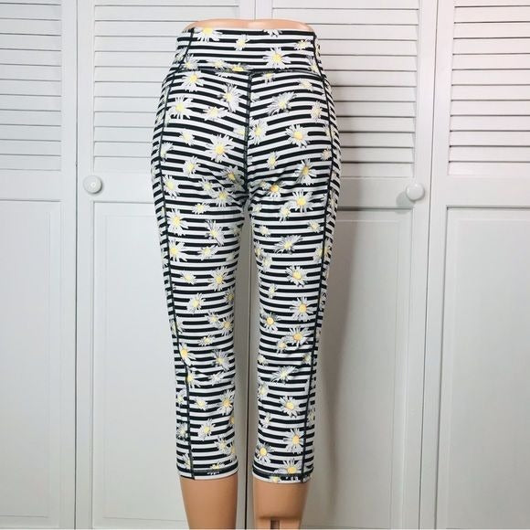 BETSY JOHNSON Floral Daisy Striped Leggings Size M