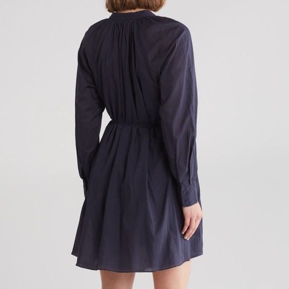 *NEW* REBECCA TAYLOR Navy Blue Long Sleeve Cotton Shift Dress Size M