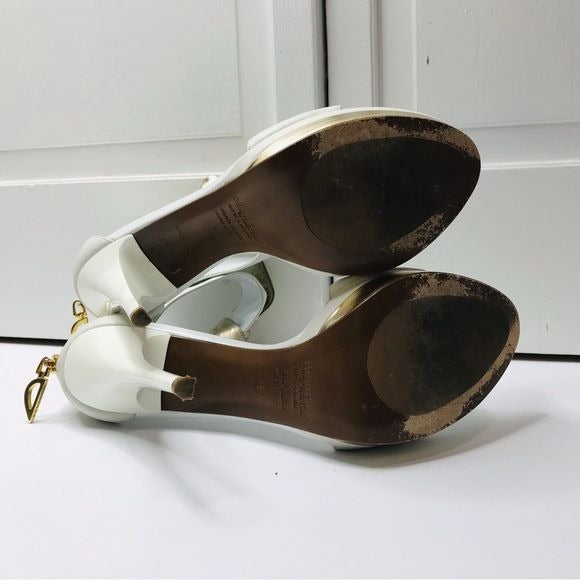 DIBRERA By Paulo Zanoli White Stiletto Heel Shoes Size 8.5