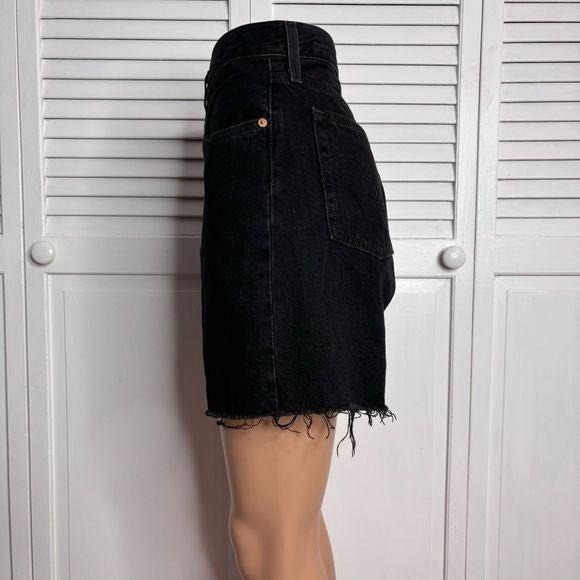 LEVI’S 501 Black Denim Cutoff Raw Hem High Waist Shorts Size 30