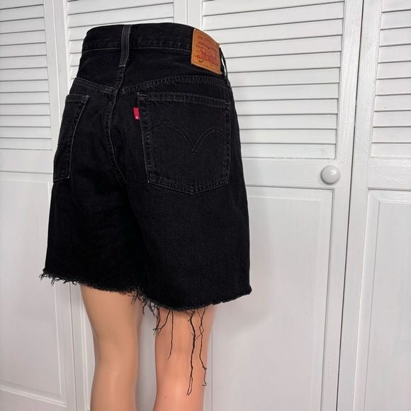 LEVI’S 501 Black Denim Cutoff Raw Hem High Waist Shorts Size 30