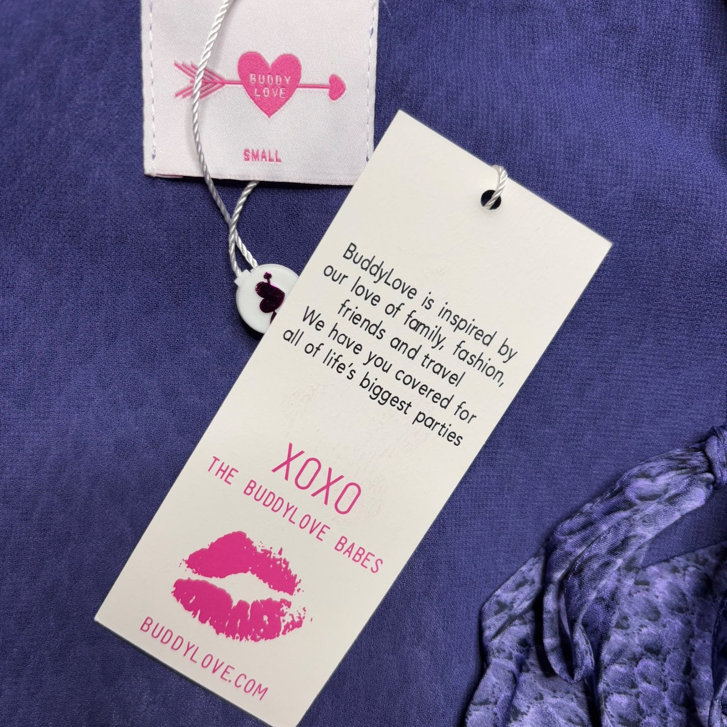 NEW BUDDY LOVE Tobin Horned Frog Tie Shoulder Mini Dress Size Small