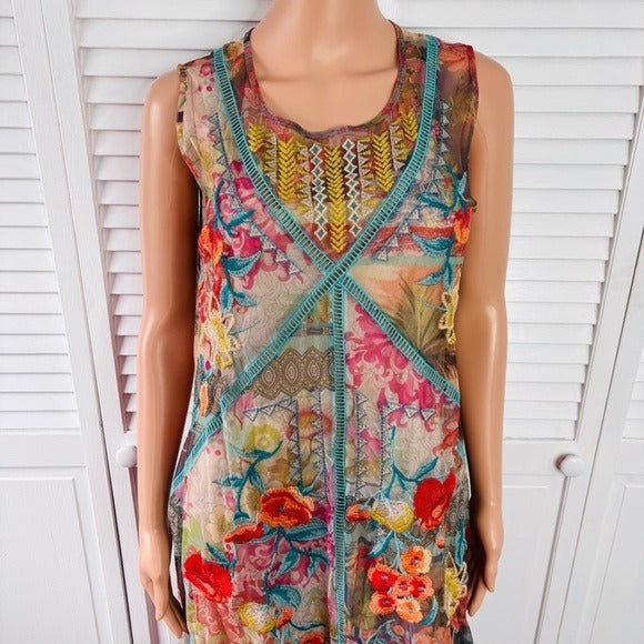 JOHNNY WAS Jolene Mesh Dress Size Large