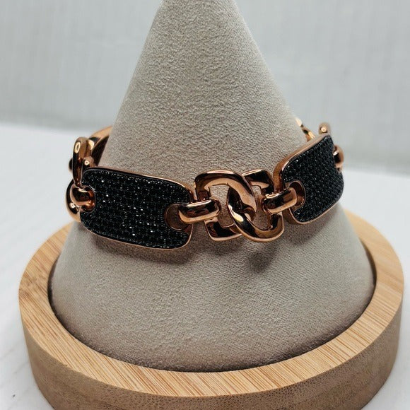 BRONZO ITALIA Rose Gold Color Bronze Black Spinel Bracelet