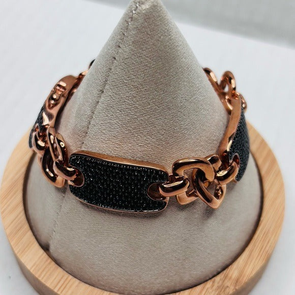 BRONZO ITALIA Rose Gold Color Bronze Black Spinel Bracelet