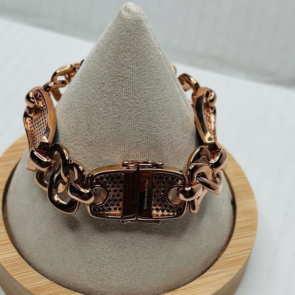 BRONZO ITALIA Rose Gold Color Bronze Black Spinel Bracelet