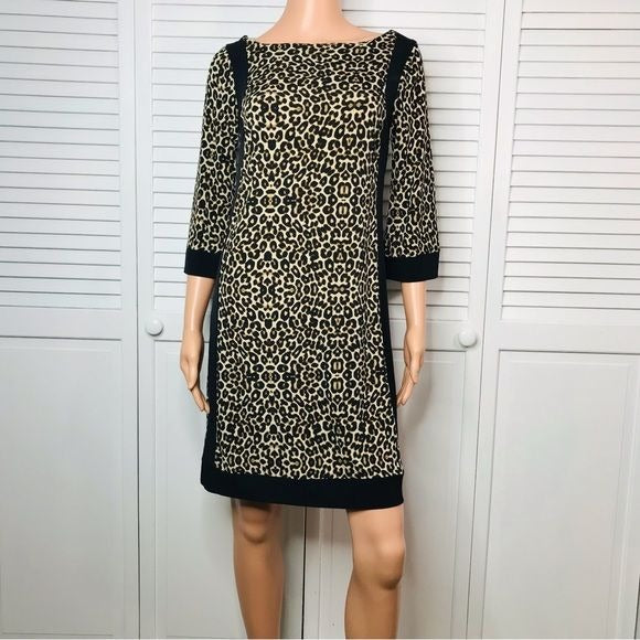 NICOLE MILLER Animal Print 3/4 Sleeve Dress Size XS