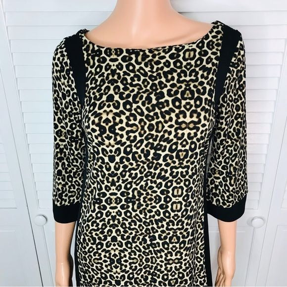 NICOLE MILLER Animal Print 3/4 Sleeve Dress Size XS