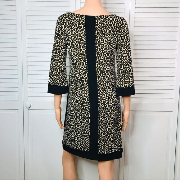 NICOLE MILLER Animal Print 3/4 Sleeve Dress Size XS
