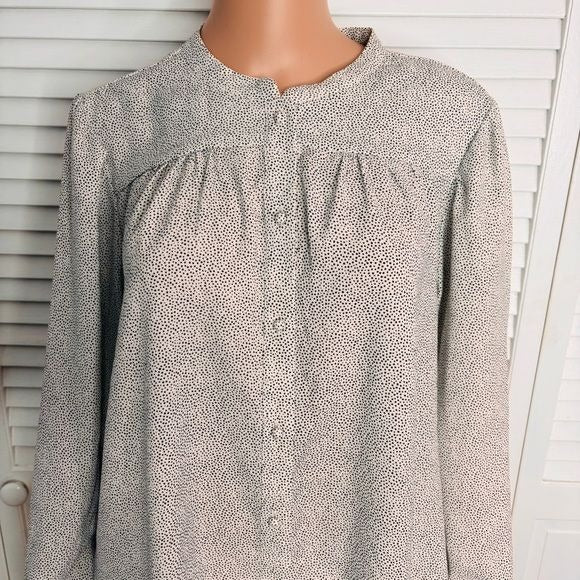 RACHEL ZOE White Black Polka Dot Button Down Blouse Size XL