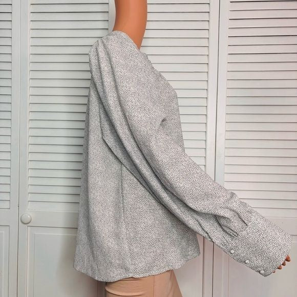 RACHEL ZOE White Black Polka Dot Button Down Blouse Size XL