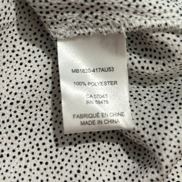 RACHEL ZOE White Black Polka Dot Button Down Blouse Size XL