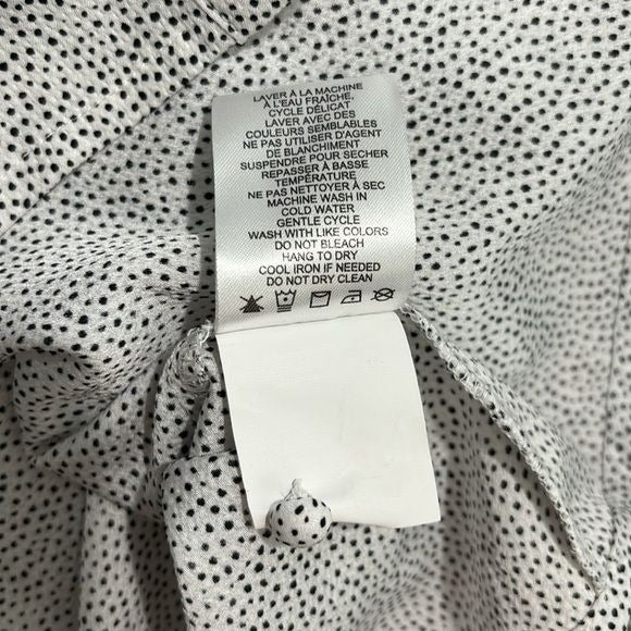 RACHEL ZOE White Black Polka Dot Button Down Blouse Size XL