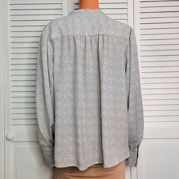 RACHEL ZOE White Black Polka Dot Button Down Blouse Size XL