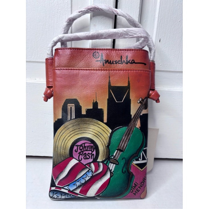 New ANUSCHKA Leather Music City Slim Crossbody Phone Organizer