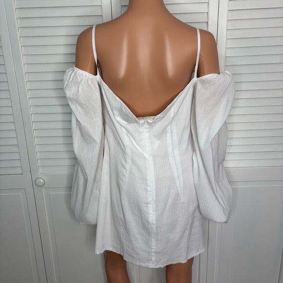 New RUMER Camille Cotton Cutout Minidress in White Size Large