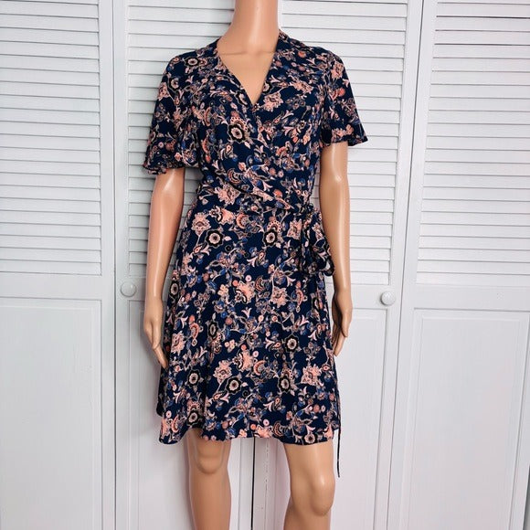 REBECCA MINKOFF blue floral Brianna Wrap Dress Size 8