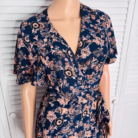 REBECCA MINKOFF blue floral Brianna Wrap Dress Size 8