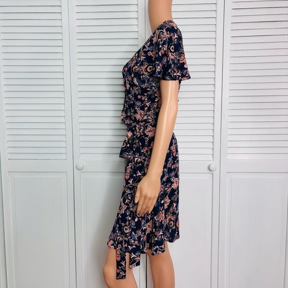 REBECCA MINKOFF blue floral Brianna Wrap Dress Size 8