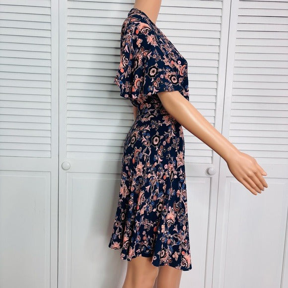 REBECCA MINKOFF blue floral Brianna Wrap Dress Size 8
