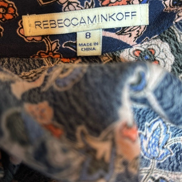REBECCA MINKOFF blue floral Brianna Wrap Dress Size 8