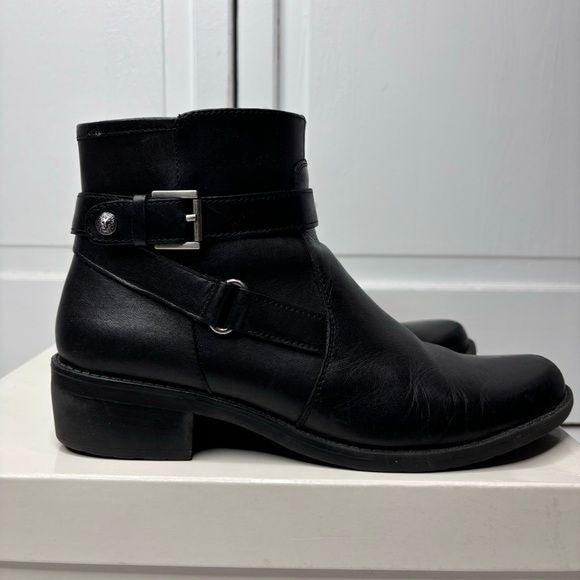 ANNE KLEIN Iflex Lynzee Black Leather Ankle Boots Size 6.5